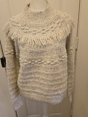 Fat Face Boho Chunky Knit Sweater With Fringe Size 8